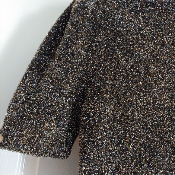 Kate Spade Womens Short Cap Sleeve Sparkly Glitter Mock Neck Top M - Picture 7 of 9